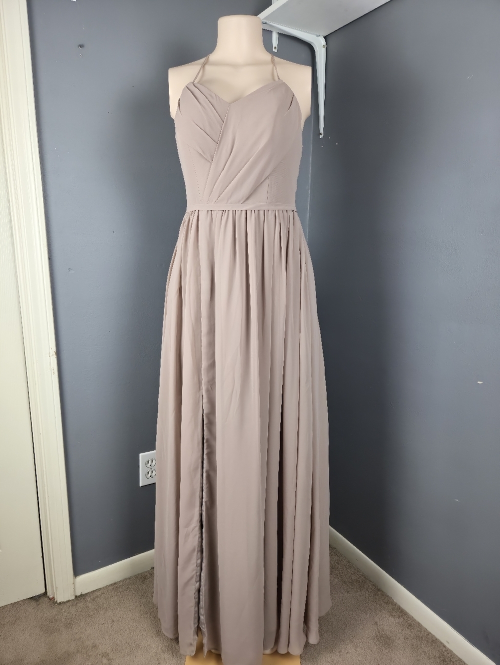 Azazie Dusty Mauve Halter Chiffon Maxi Dress
